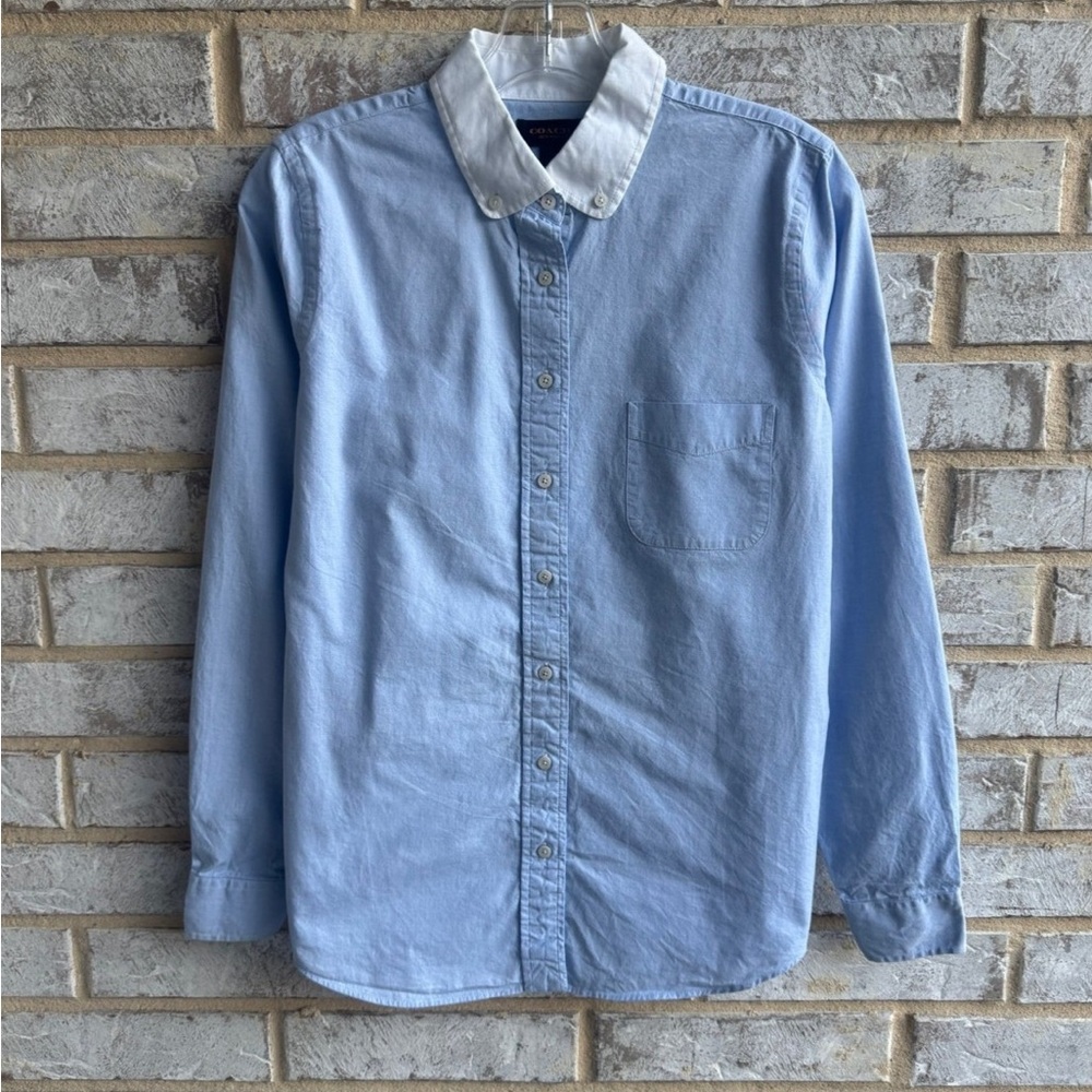Coach Sky Blue Button-Down Shirt with White Collar